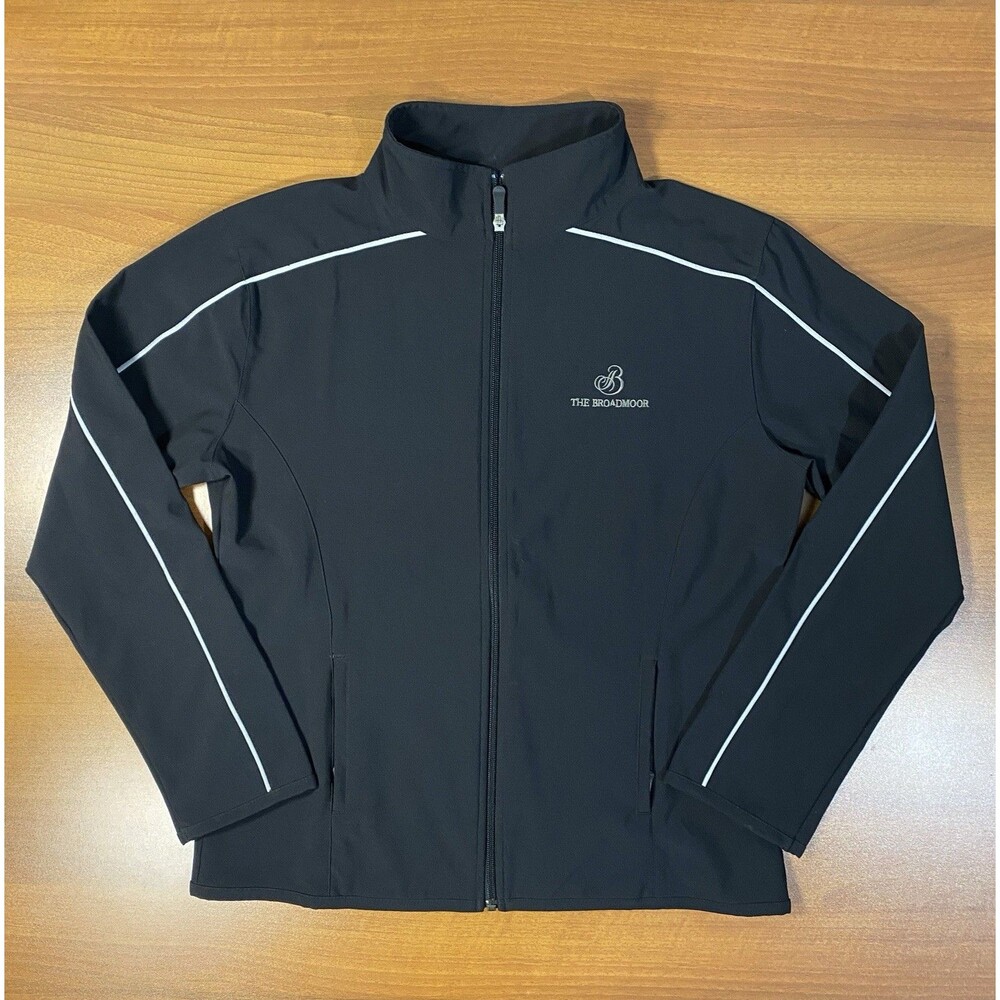 Straight Down Womens Large Performance Golf Jacket Black Full Zip Athletic